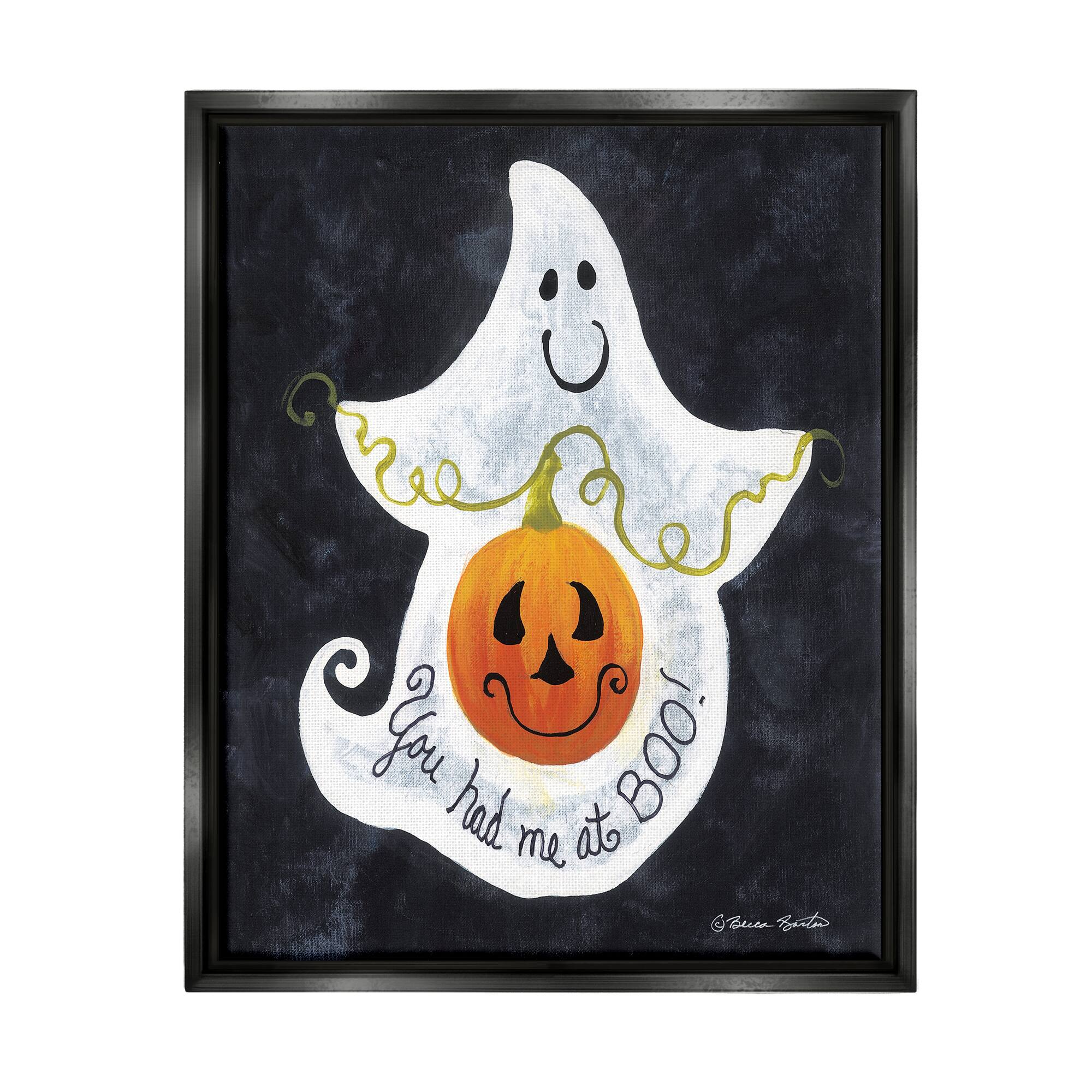 Stupell Industries You Had Me At Boo Ghost Framed Floater Canvas Wall Art